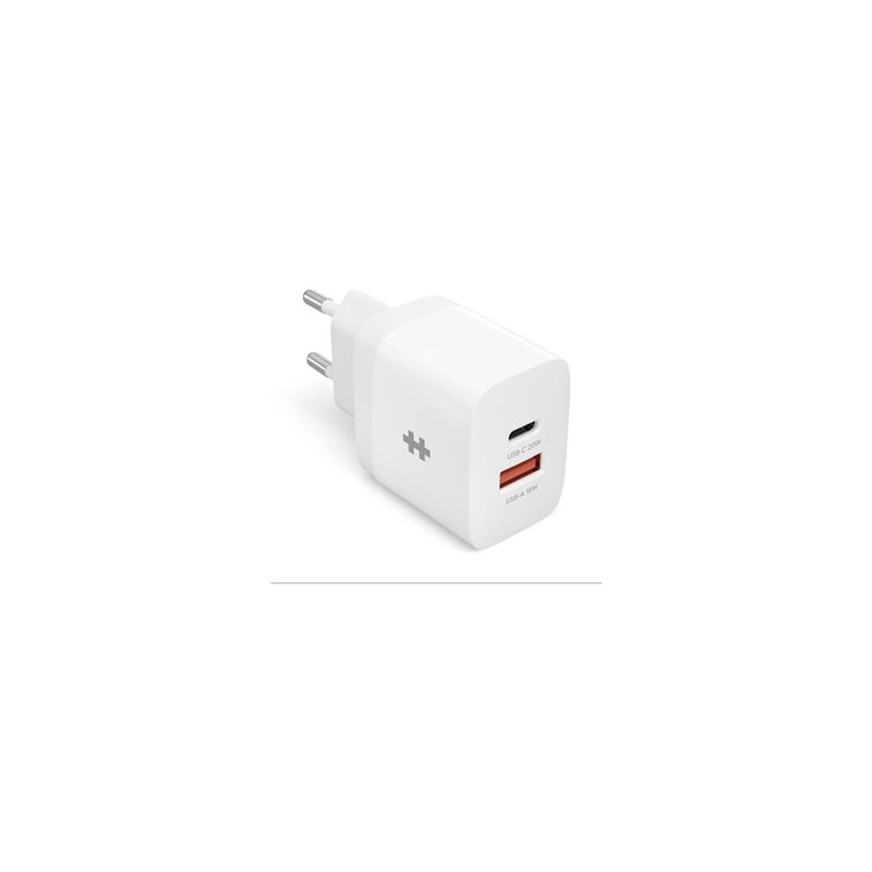 HyperJuice - Síťový adaptér - 20 Watt - PD - 2 výstupní konektory (USB, USB-C) - bílá - Evropa