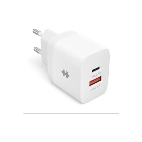 HyperJuice - Síťový adaptér - 20 Watt - PD - 2 výstupní konektory (USB, USB-C) - bílá - Evropa