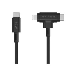 HyperJuice - Kabel Lightning - USB-C s piny (male) do Lightning, USB-C s piny (male) - 1.5 m - černá