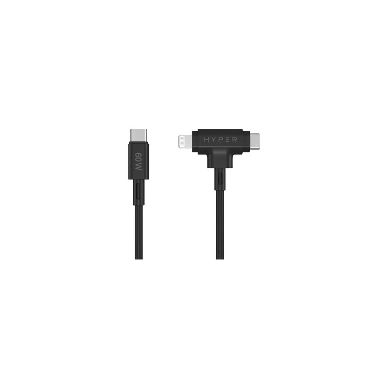 HyperJuice - Kabel Lightning - USB-C s piny (male) do Lightning, USB-C s piny (male) - 1.5 m - černá