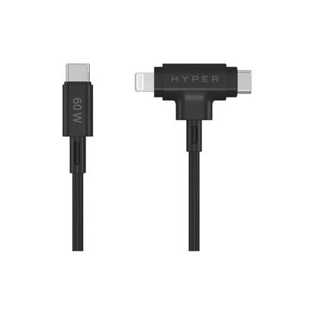 HyperJuice - Kabel Lightning - USB-C s piny (male) do Lightning, USB-C s piny (male) - 1.5 m - černá