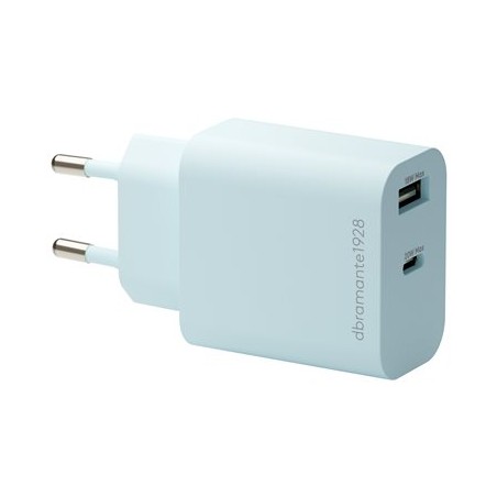 dbramante1928 re-charge - Síťový adaptér - 20 Watt - 2 výstupní konektory (USB-C, USB) - modrá - Evropa