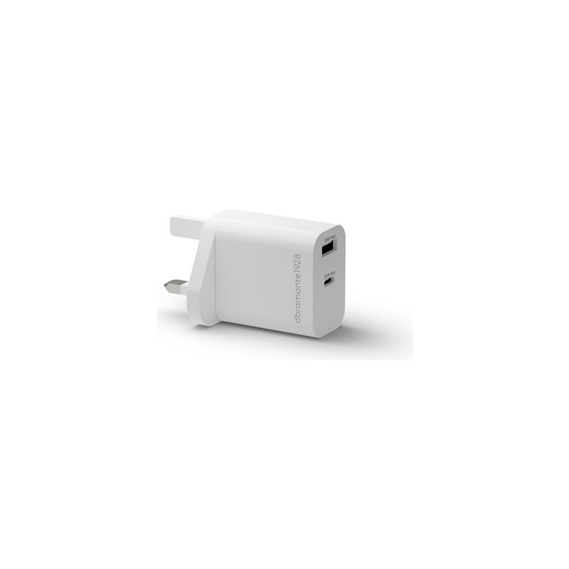 dbramante1928 re-charge - Síťový adaptér - 25 Watt - 3 A - 2 výstupní konektory (USB-C, USB typ A) - bílá - Velká Británie
