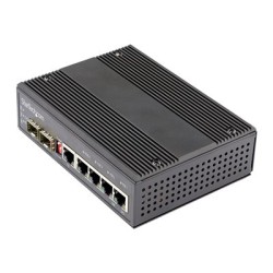 StarTech.com Industrial 6 Port Gigabit Ethernet Switch, 4 PoE RJ45 +2 SFP Slots 30W PoE+ 12-48VDC 10/100/1000 Rugged Power Over