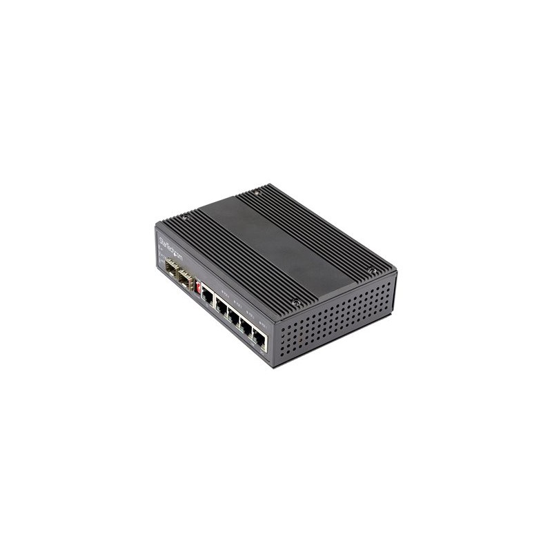 StarTech.com Industrial 6 Port Gigabit Ethernet Switch, 4 PoE RJ45 +2 SFP Slots 30W PoE+ 12-48VDC 10/100/1000 Rugged Power Over