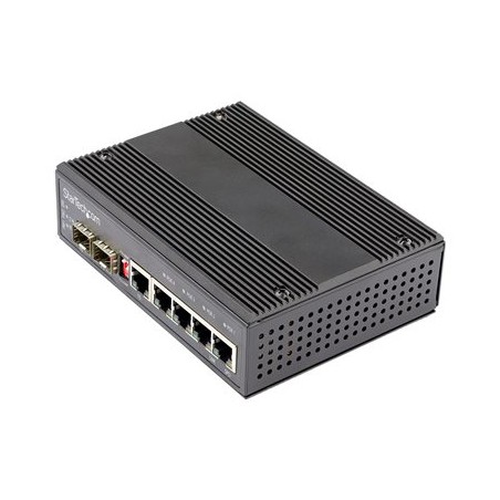 StarTech.com Industrial 6 Port Gigabit Ethernet Switch, 4 PoE RJ45 +2 SFP Slots 30W PoE+ 12-48VDC 10/100/1000 Rugged Power Over