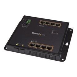 StarTech.com Industrial 8 Port Gigabit PoE+ Switch with 2 SFP MSA Slots, 30W, Layer/L2 Switch Hardened GbE Managed, Rugged High
