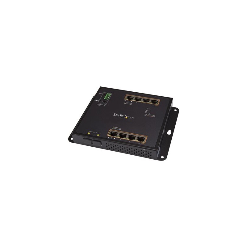 StarTech.com Industrial 8 Port Gigabit PoE+ Switch with 2 SFP MSA Slots, 30W, Layer/L2 Switch Hardened GbE Managed, Rugged High