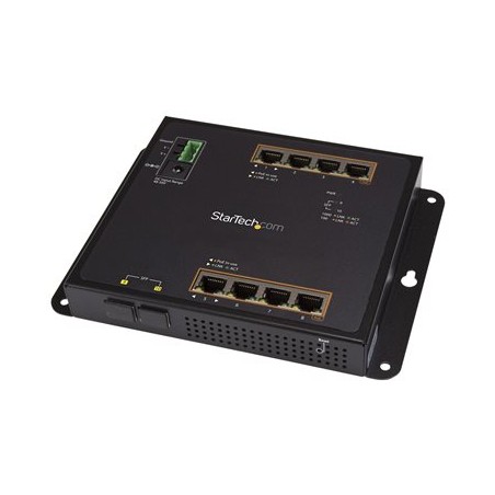 StarTech.com Industrial 8 Port Gigabit PoE+ Switch with 2 SFP MSA Slots, 30W, Layer/L2 Switch Hardened GbE Managed, Rugged High