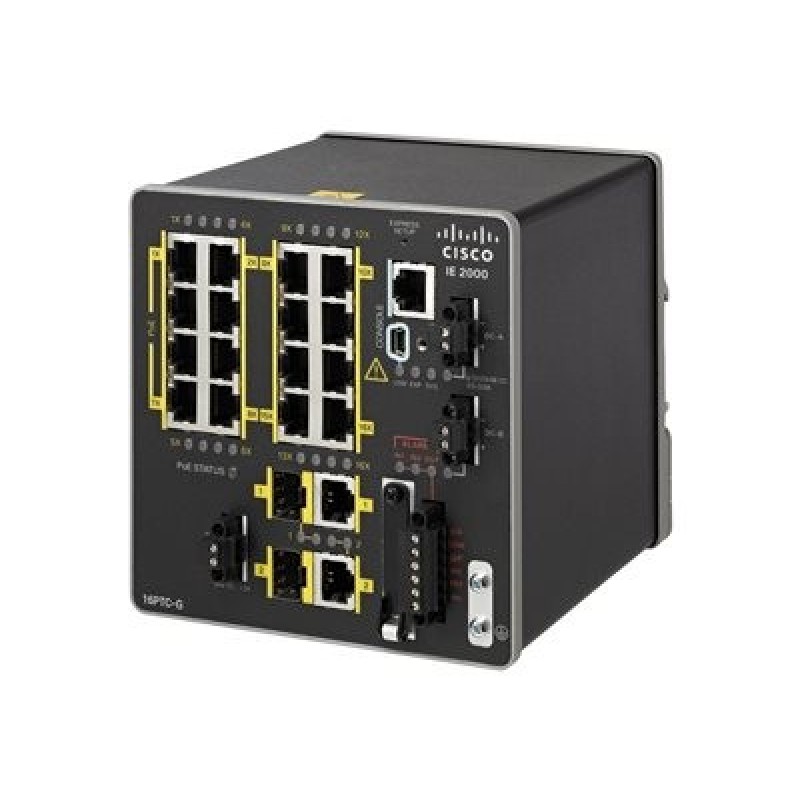 Cisco Industrial Ethernet 2000 Series - Přepínač - řízený - 16 x 10/100 (PoE+) + 2 x kombinace Gigabit SFP - lze montovat na