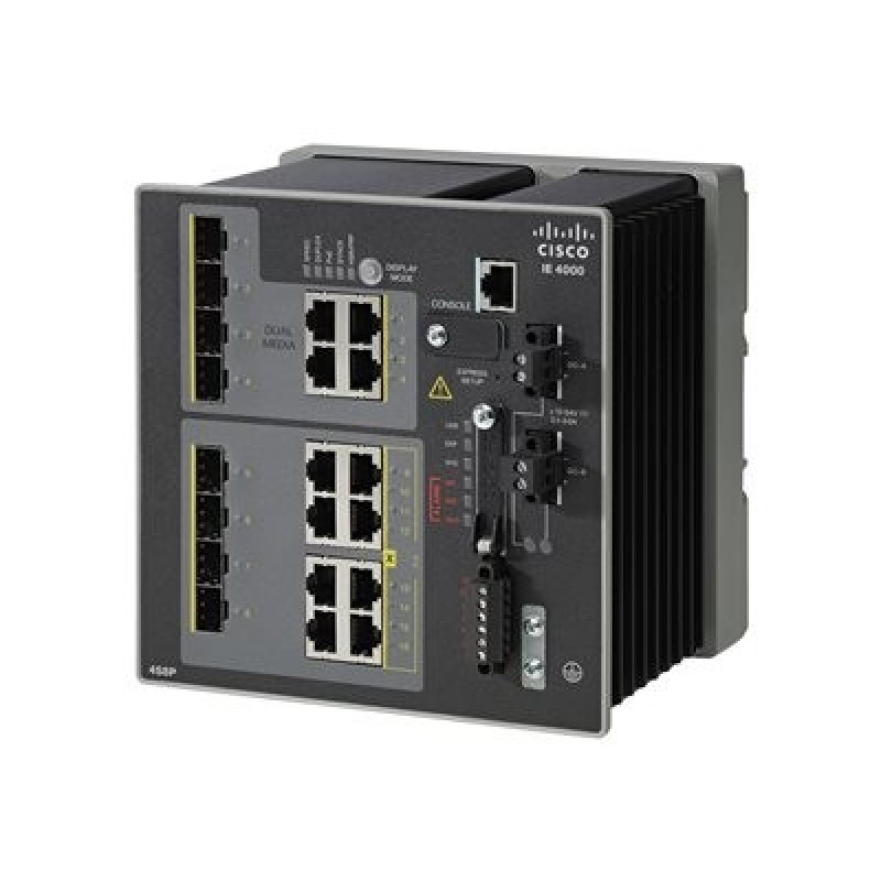 Cisco Industrial Ethernet 4000 Series - Přepínač - řízený - 4 x Gigabit SFP + 8 x 10/100/1000 (PoE+) + 4 x kombinace Gigabit