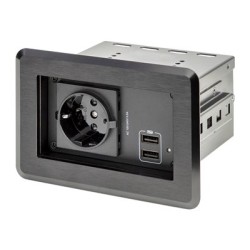 StarTech.com Conference Table Power Center with 1x CE Certified Schuko AC Outlet & 2x USB BC 1.2, Recessed In-Table/Desk Power