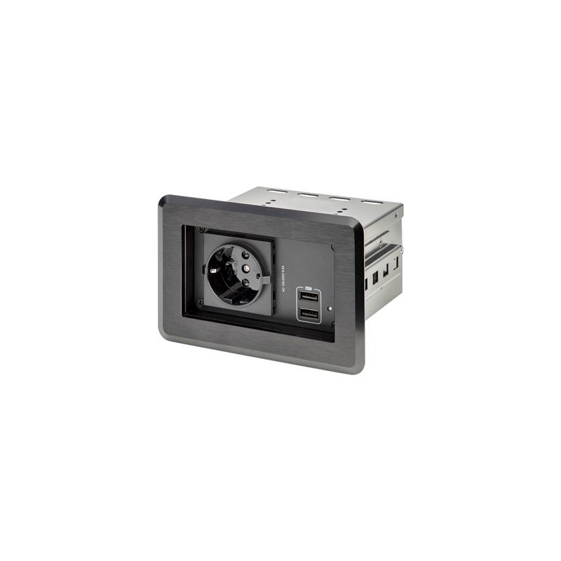 StarTech.com Conference Table Power Center with 1x CE Certified Schuko AC Outlet & 2x USB BC 1.2, Recessed In-Table/Desk Power