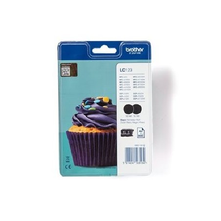 Brother LC123BK - Vysoká výtěžnost - černá - originální - blistr - inkoustová cartridge - pro Brother DCP-J100, DCP-J105