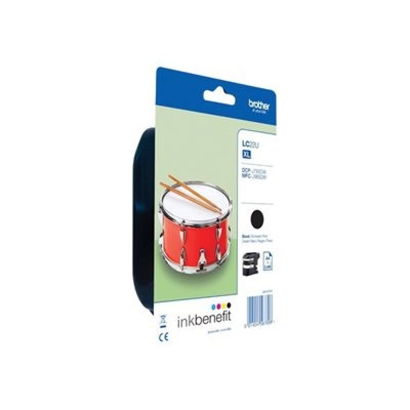 Brother LC22UBK - XL - černá - originální - inkoustová cartridge - pro Brother DCP-J785DW, DCP-J785DWXL, MFC-J985DW LC22UBKBP