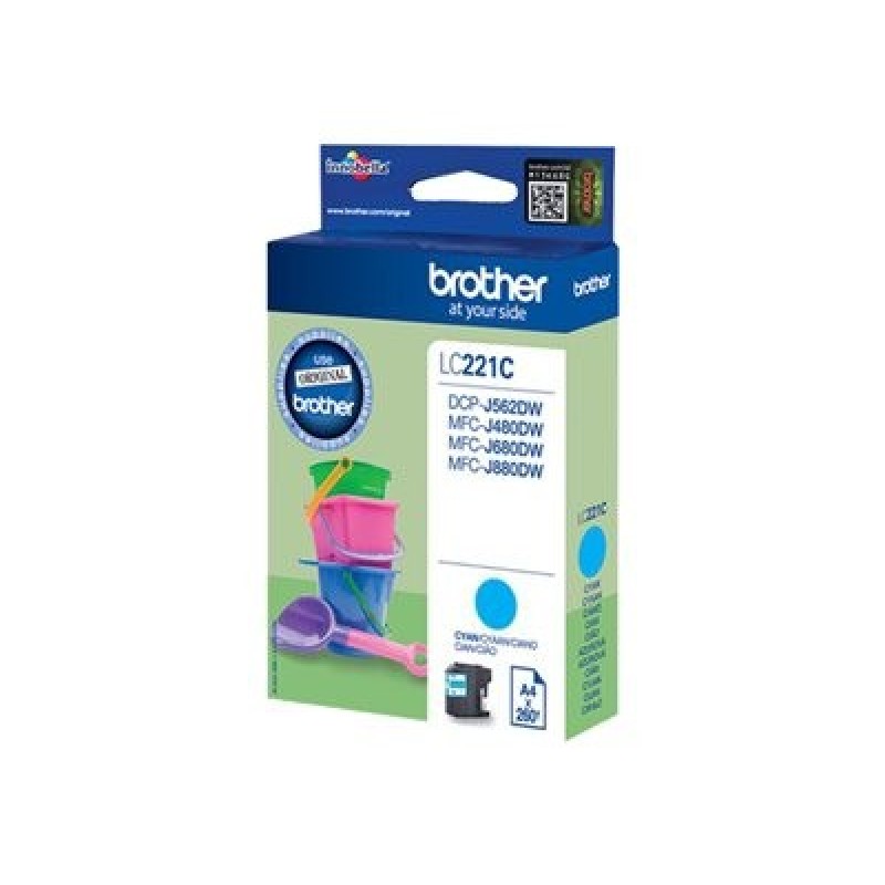 Brother LC221C - Azurová - originální - blistr - inkoustová cartridge - pro Brother DCP-J562DW