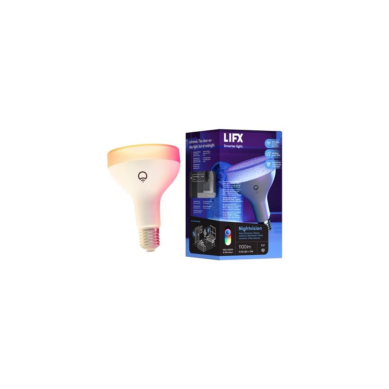 LIFX Nightvision - LED žárovka - tvar: BR30 - E27 - 11.5 W (ekvivalentní 75 W) - třída F - několikabarevné/teplé na studené