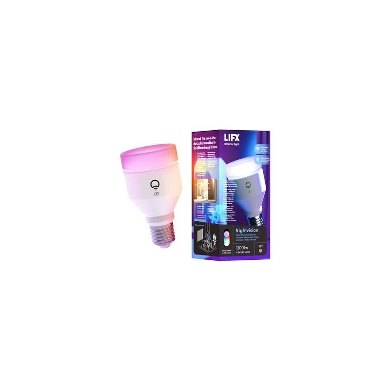 LIFX Nightvision - LED žárovka - tvar: A60 - E27 - 11.5 W (ekvivalentní 80 W) - třída F - několikabarevné/teplé na studené bílé