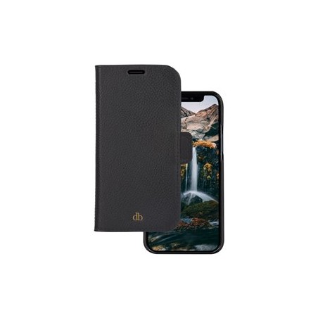 dbramante1928 New York - Pouzdro s klopou pro mobilní telefon - detachable magnetic back-cover - kůže Saffiano - noční čerň