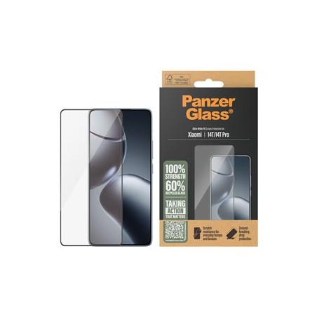 PanzerGlass - Ochrana obrazovky pro mobilní telefon - ultra široký tvar - sklo - barva rámu cerná - pro Xiaomi 14T Pro