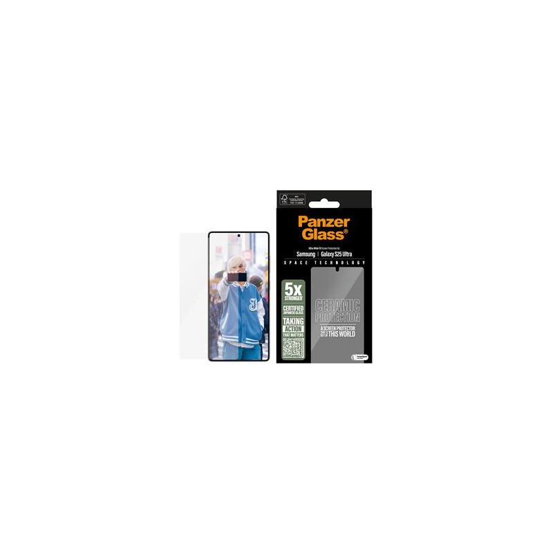 PanzerGlass Ceramic Protection - Ochrana obrazovky pro mobilní telefon - ultra široký tvar - sklo - barva rámu černá