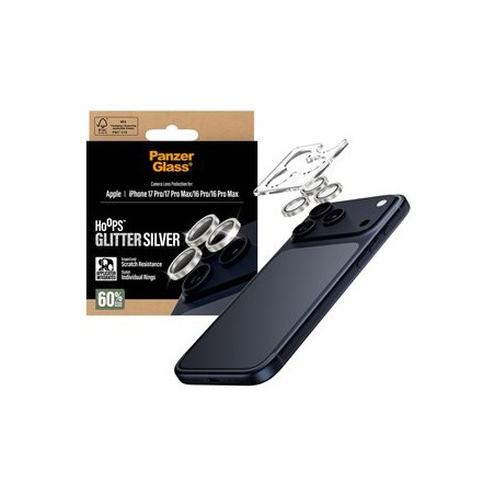 PanzerGlass Hoops - Chránic na objektiv pro mobilní telefon - lesklá stríbrná - pro Apple iPhone 16 Pro, 16 Pro Max, 17 Pro, 17