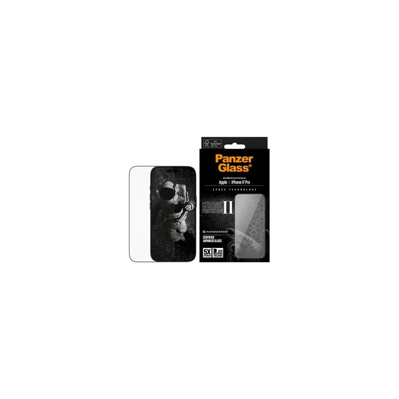 PanzerGlass Ceramic Protection II - Ochrana obrazovky pro mobilní telefon - ultraširoký strih s EasyAligner - sklo - barva rámu