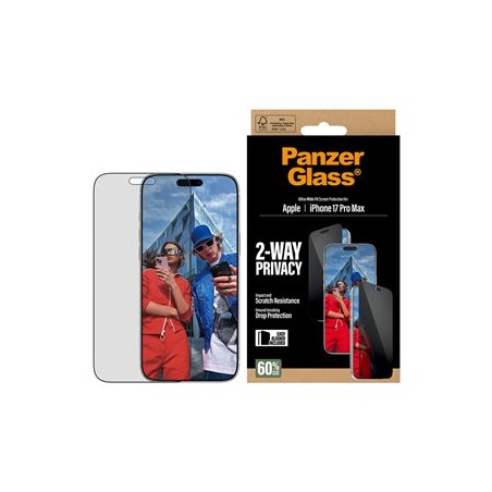 PanzerGlass Privacy - Ochrana obrazovky pro mobilní telefon - ultraširoký strih s EasyAligner - sklo - s bezpecnostním filtrem