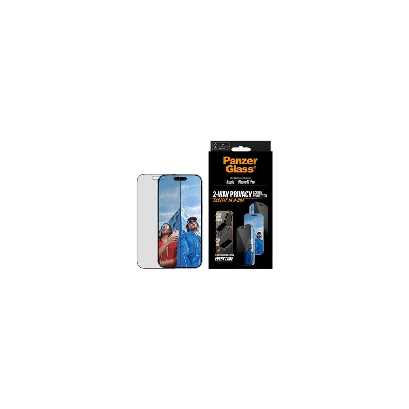 PanzerGlass Privacy - Ochrana obrazovky pro mobilní telefon - ultraširoká velikost s FASTFIT IN-A-BOX - sklo - s bezpecnostním