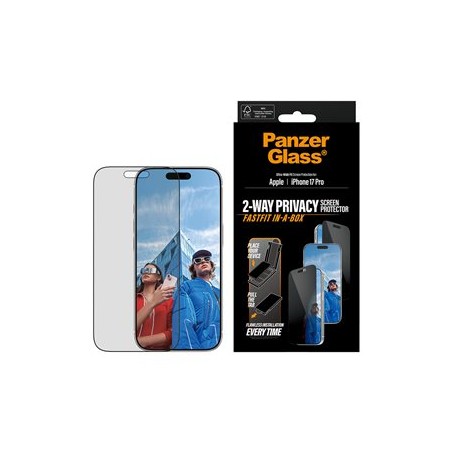 PanzerGlass Privacy - Ochrana obrazovky pro mobilní telefon - ultraširoká velikost s FASTFIT IN-A-BOX - sklo - s bezpecnostním