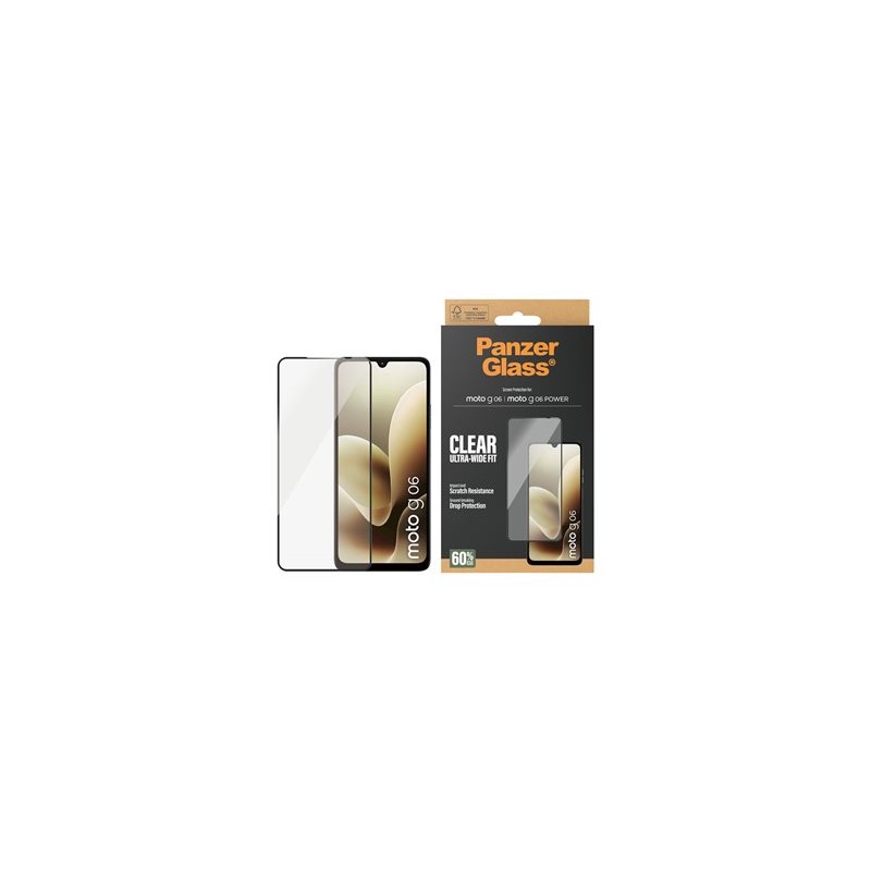 PanzerGlass - Ochrana obrazovky pro mobilní telefon - ultra široký tvar - sklo - barva rámu cerná - pro Motorola Moto G06 power