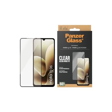 PanzerGlass - Ochrana obrazovky pro mobilní telefon - ultra široký tvar - sklo - barva rámu cerná - pro Motorola Moto G06 power