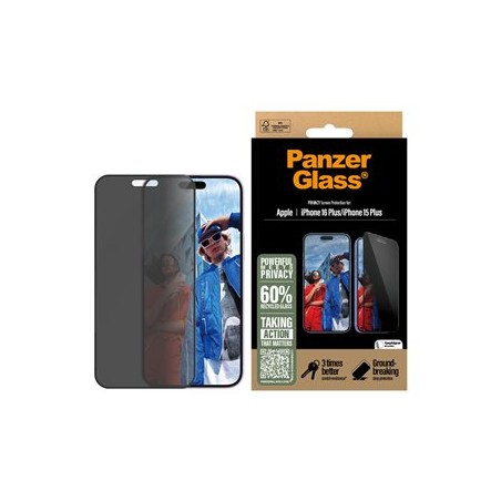PanzerGlass - Ochrana obrazovky pro mobilní telefon - ultra široký tvar - sklo - s bezpečnostním filtrem - dvoucestné - barva