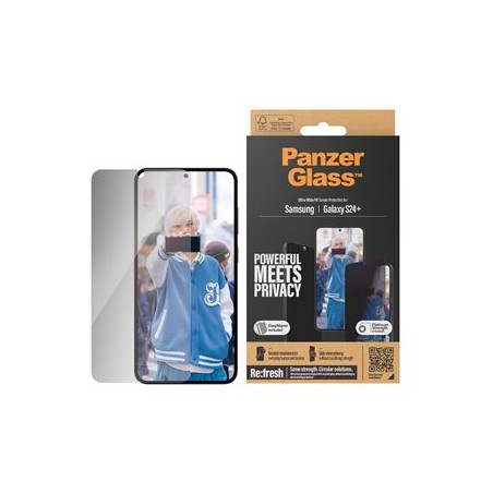 PanzerGlass - Ochrana obrazovky pro mobilní telefon - ultraširoký strih s EasyAligner - sklo - s bezpecnostním filtrem - barva