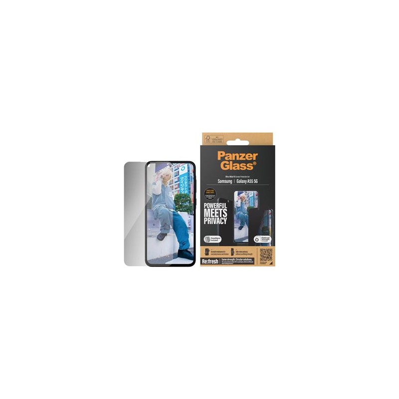 PanzerGlass - Ochrana obrazovky pro mobilní telefon - ultra široký tvar - sklo - s bezpecnostním filtrem - pro Samsung Galaxy