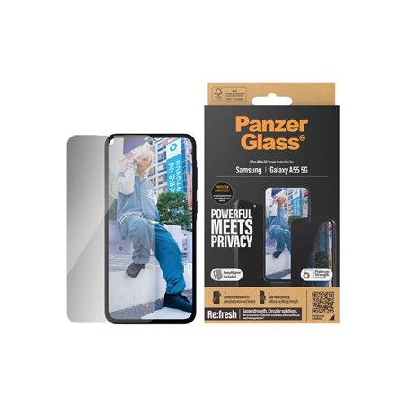 PanzerGlass - Ochrana obrazovky pro mobilní telefon - ultra široký tvar - sklo - s bezpecnostním filtrem - pro Samsung Galaxy