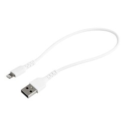 StarTech.com 12 in(30cm) Durable White USB-A to Lightning Cable, Heavy Duty Rugged Aramid Fiber USB Type A to Lightning