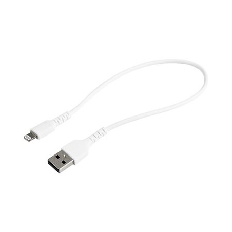 StarTech.com 12 in(30cm) Durable White USB-A to Lightning Cable, Heavy Duty Rugged Aramid Fiber USB Type A to Lightning