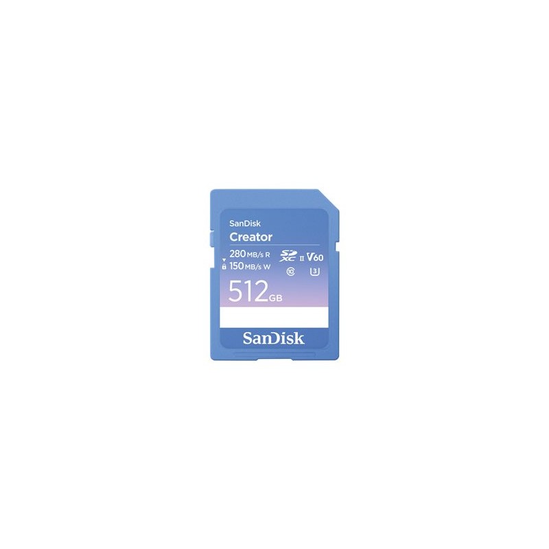 SanDisk Creator - Paměťová karta flash - 512 GB - Video Class V60 / UHS-II U3 / Class10 - SDXC UHS-II