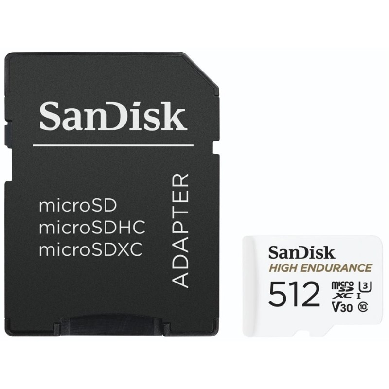SanDisk High Endurance - Paměťová karta flash (adaptér microSDXC na SD zahrnuto) - 512 GB - Video Class V30 / UHS-I U3 /