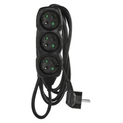 EMOS prodlužovací přívod 3z/3m, černý, 1,5mm