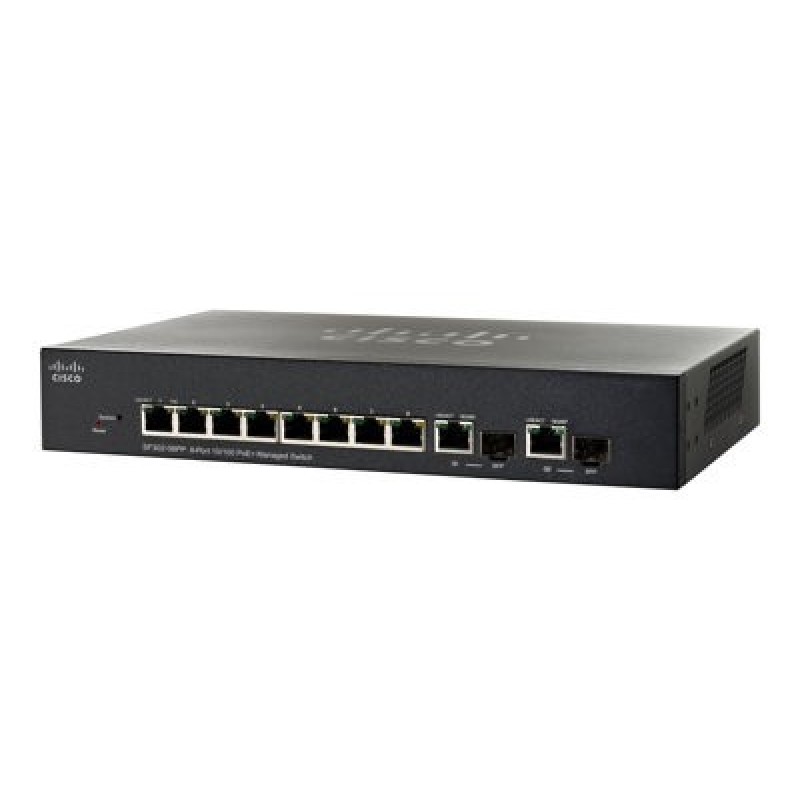 Cisco Small Business SF302-08PP - Přepínač - L3 - řízený - 8 x 10/100 (PoE+) + 2 x kombinace Gigabit SFP - desktop, Lze