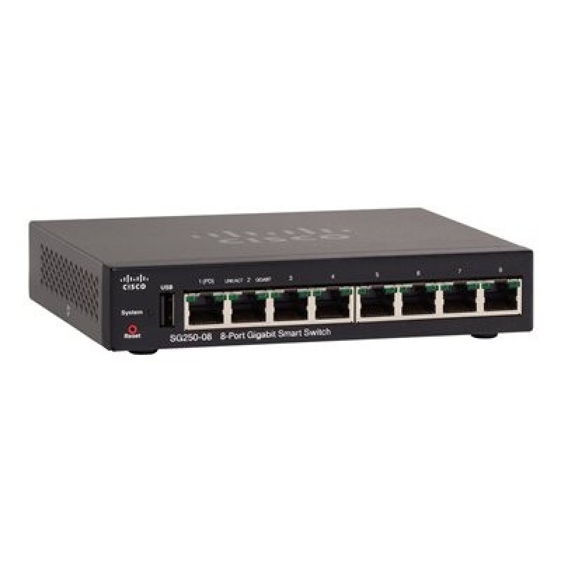 Cisco 250 Series SG250-08 - Přepínač - L3 - inteligentní - 8 x 10/100/1000 - desktop - repasováno