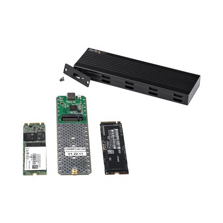 StarTech.com USB-C 10Gbps to M.2 NVMe or M.2 SATA SSD Enclosure, External M.2 PCIe/SATA NGFF SSD Enclosure, Portable Aluminum