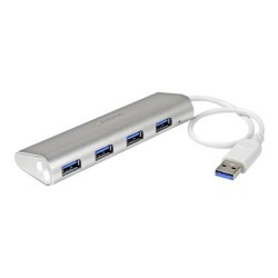 StarTech.com 4 Port Portable USB 3.0 Hub with Built-in Cable - Aluminum and Compact USB Hub (ST43004UA) - Rozbočovač - 4 x