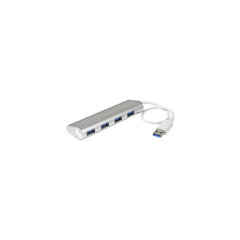 StarTech.com 4 Port Portable USB 3.0 Hub with Built-in Cable - Aluminum and Compact USB Hub (ST43004UA) - Rozbočovač - 4 x