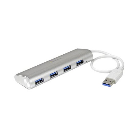 StarTech.com 4 Port Portable USB 3.0 Hub with Built-in Cable - Aluminum and Compact USB Hub (ST43004UA) - Rozbočovač - 4 x