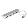 StarTech.com 4 Port Portable USB 3.0 Hub with Built-in Cable - Aluminum and Compact USB Hub (ST43004UA) - Rozbočovač - 4 x
