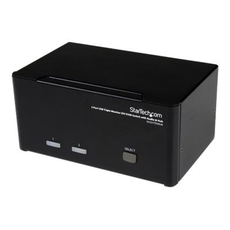 StarTech.com 2 Port Triple Monitor DVI USB KVM Switch with Audio & USB 2.0 Hub - Multi Monitor KVM - Dual Port KVM Switch