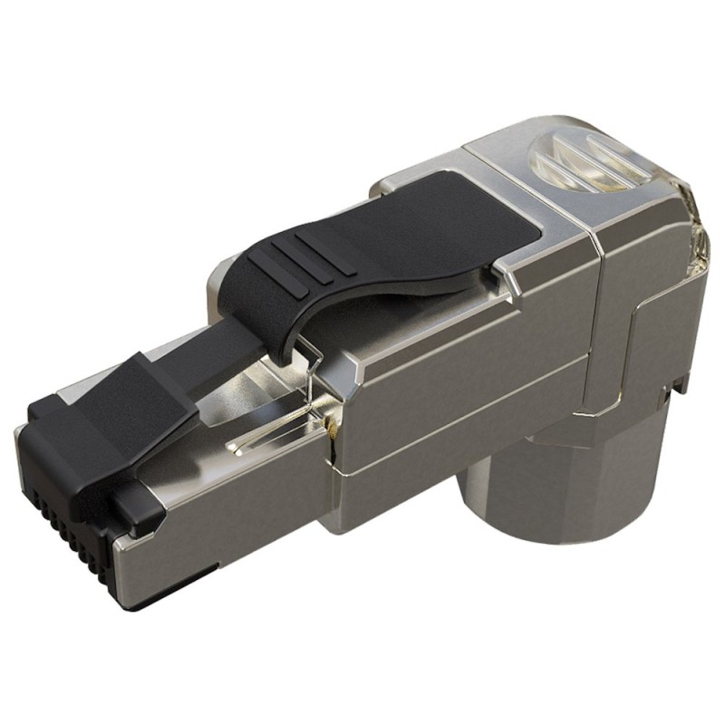 Konektor MPTL 90° RJ45 CAT6A STP samořezný SXRJ45-6A-STP-BK-SA-U